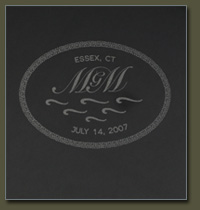 Choose from green marble or black granite for your Vermont Wedding Table tile inlay